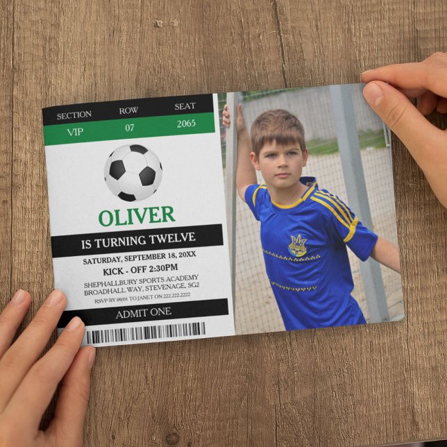 Invitación Cumpleaños de Fútbol Admitir Uno Foto Fiesta de Cu (Subido por el creador)