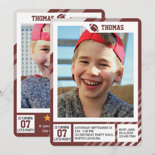 Invitación Cumpleaños de fútbol americano con perfil de niños
