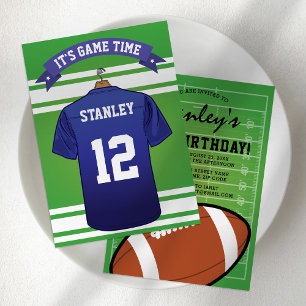 Invitación Cumpleaños de Fútbol Americano   Jersey Azul