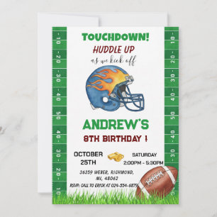 Invitación Cumpleaños de fútbol americano personalizado