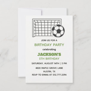 Invitación Cumpleaños de fútbol blanco y verde • Fiesta depor