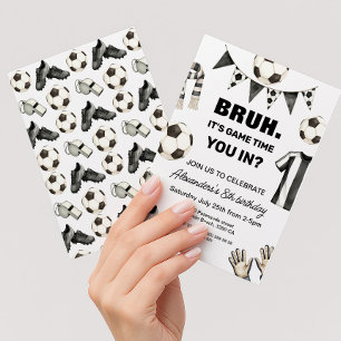 Invitación Cumpleaños de fútbol - Bruh Es hora de jugar