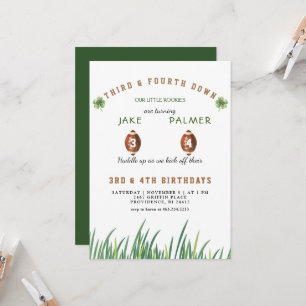 Invitación Cumpleaños de fútbol de gemelos irlandeses Huddle 
