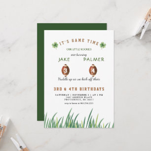 Invitación Cumpleaños de fútbol de gemelos irlandeses II