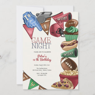 Invitación cumpleaños de fútbol de la noche del partido