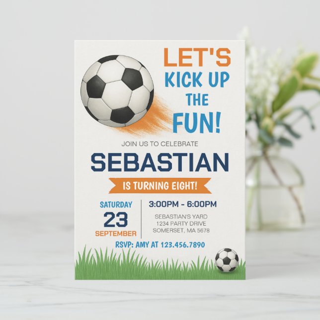 Invitación Cumpleaños de Fútbol Editable (Anverso de pie)