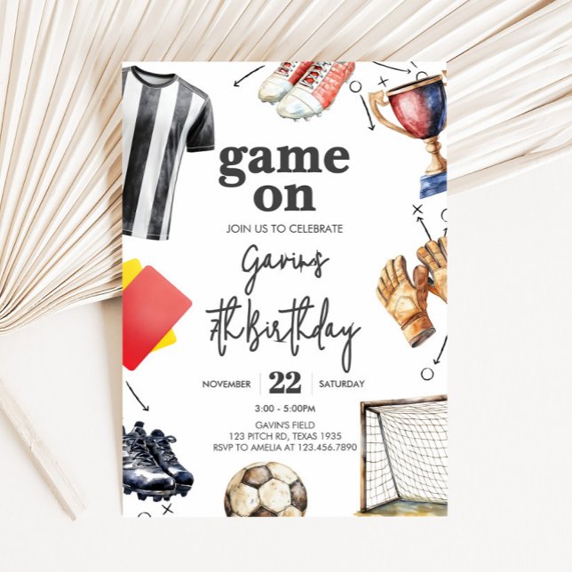Invitación Cumpleaños de Fútbol Game On (Soccer Birthday Party Invitation)