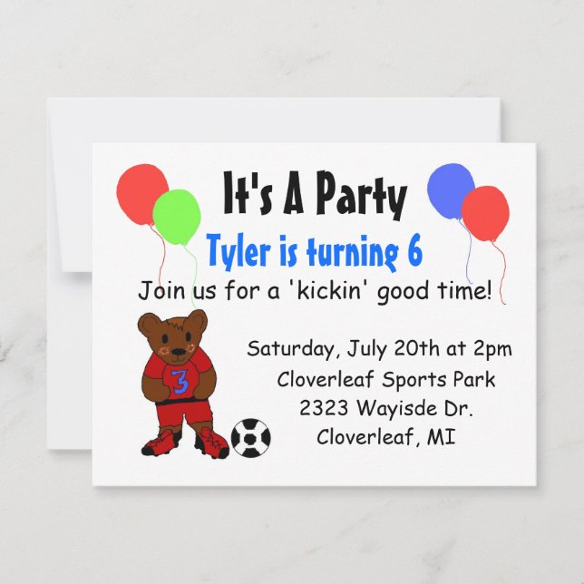 Invitación Cumpleaños de fútbol genial (Anverso)