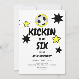 Invitación Cumpleaños de fútbol Kickin it at Six 6