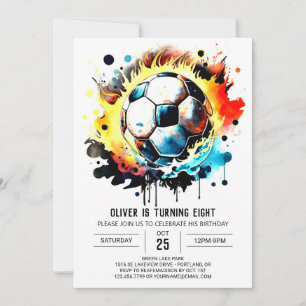 Invitación Cumpleaños de Fútbol Moderno Editable Deportivo