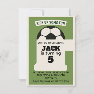 Invitación Cumpleaños de fútbol para niños - Tema verde