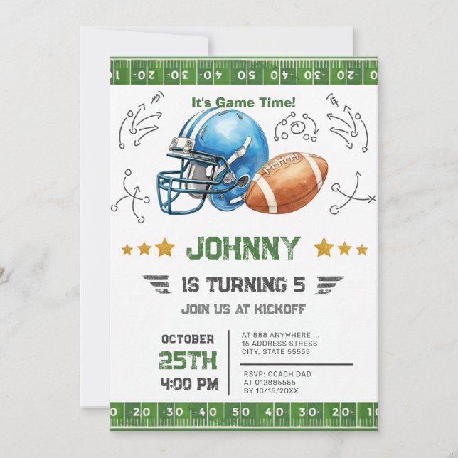 Invitación Cumpleaños de Fútbol Personalizado (Anverso)