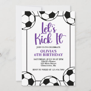 Invitación Cumpleaños de Fútbol Purple