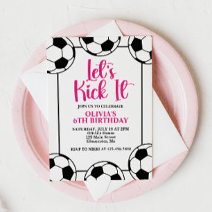 Invitación Cumpleaños de Fútbol Rosa