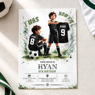 Invitación Cumpleaños de fútbol 'Tenía 8 ahora tengo 9'