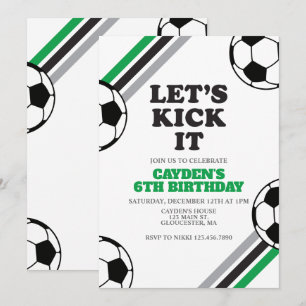Invitación Cumpleaños de Fútbol Vamos a Patearlo Verde