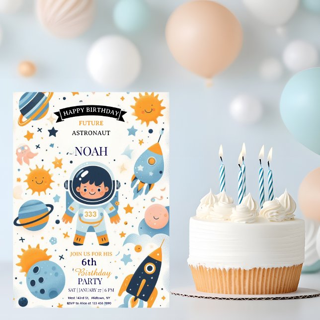 Invitación Cumpleaños de futuro astronauta espacial (Subido por el creador)
