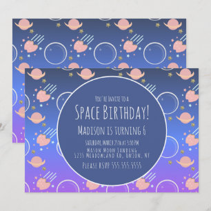 Invitación Cumpleaños de galaxia espacial de asteroides