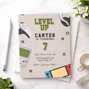 Invitación Cumpleaños de Gamer Sube de Nivel