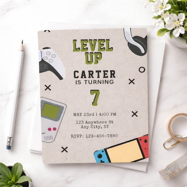 Invitación Cumpleaños de Gamer Sube de Nivel (Subido por el creador)