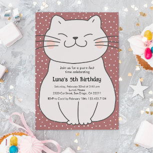 Invitación Cumpleaños de gatito lindo y moderno 