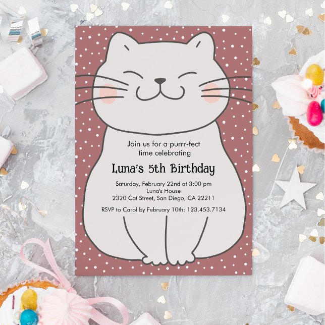 Invitación Cumpleaños de gatito lindo y moderno  (Subido por el creador)
