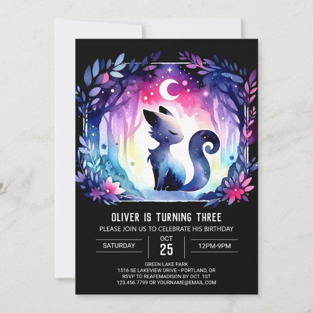 Invitación Cumpleaños de Gato Adorable Imprimible (Anverso)