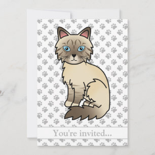 Invitación Cumpleaños de gato Birman/Ragdoll de punto de choc