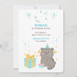 Invitación Cumpleaños de Gato Juguetón