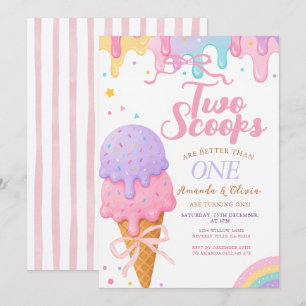 Invitación Cumpleaños de gemelas: Dos bolas son mejores que u
