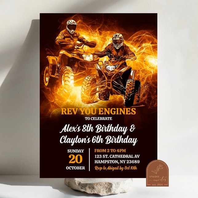 Invitación Cumpleaños de gemelos ATV Four Wheeler Off Road (Subido por el creador)