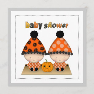 Invitación Cumpleaños de gemelos de otoño de Halloween de oct