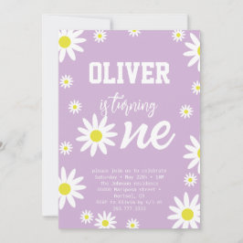 Invitación Cumpleaños de género neutral Daisy Boho Blanco 1er