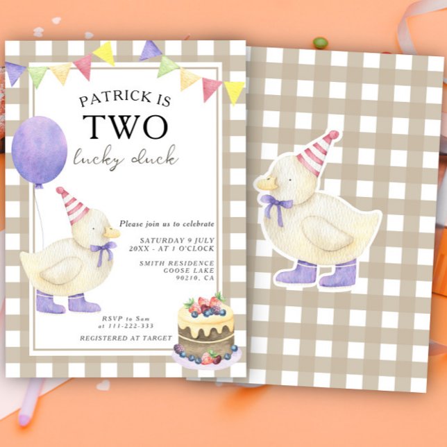 Invitación Cumpleaños de género neutral del primer pato afort (Subido por el creador)