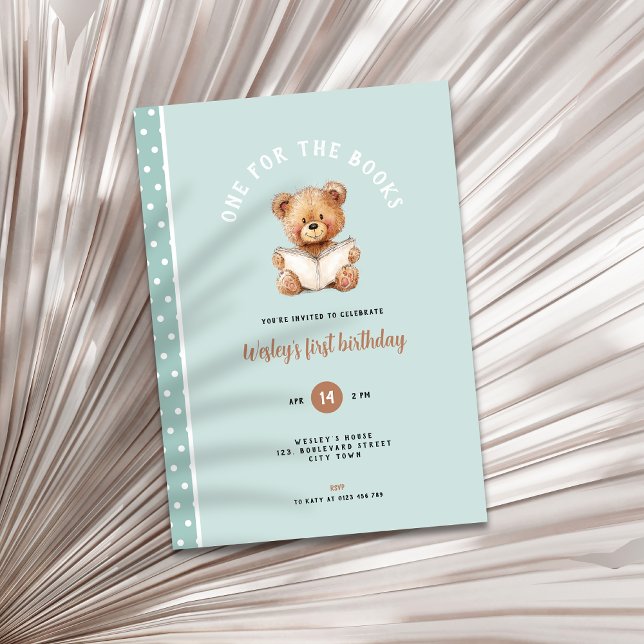 Invitación Cumpleaños de género neutral uno para el libro (One for the book 1st birthday invitation)