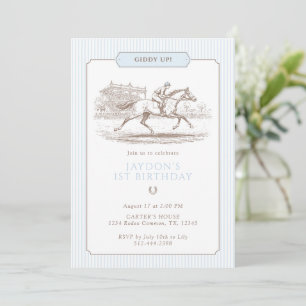 Invitación Cumpleaños de Giddy Up Horse Racing 1er
