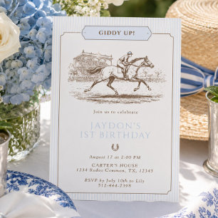 Invitación Cumpleaños de Giddy Up Horse Racing 1er