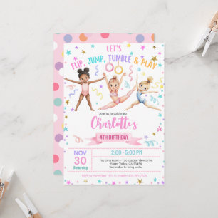 Invitación Cumpleaños de Gimnasia Acuarela Pastel