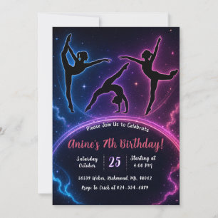 Invitación Cumpleaños de Gimnasia Arcoíris Personalizado