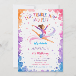 Invitación Cumpleaños de Gimnasia con Acuarela Personalizada
