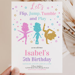 Invitación Cumpleaños de Gimnasia con Salto y Voltereta