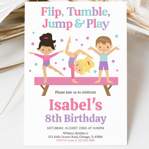 Invitación Cumpleaños de Gimnasia con Salto y Vuelta