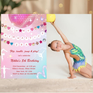 Invitación Cumpleaños de Gimnasia Fiesta de Gimnasia Rosa Fot