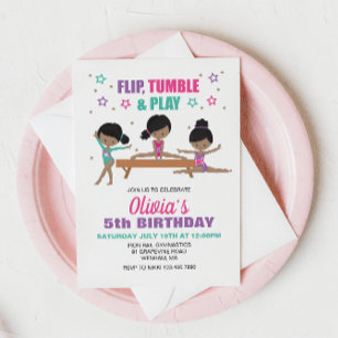 Invitación Cumpleaños de Gimnasia Flip Tumble & Play