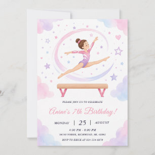 Invitación Cumpleaños de gimnasia para niñas personalizado