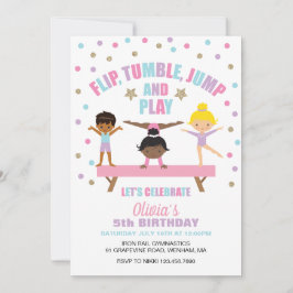 Invitación Cumpleaños de gimnasia pastel