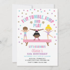 Invitación Cumpleaños de gimnasia pastel