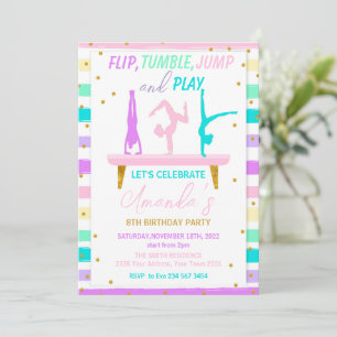 Invitación Cumpleaños de gimnasia Saltar y jugar