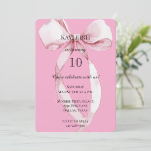 Invitación Cumpleaños de Girly Pink Bow