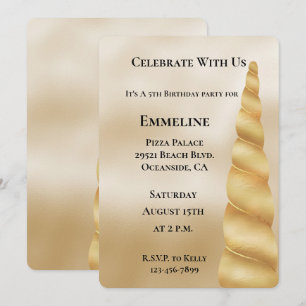 Invitación Cumpleaños de Glam Gold Unicorn